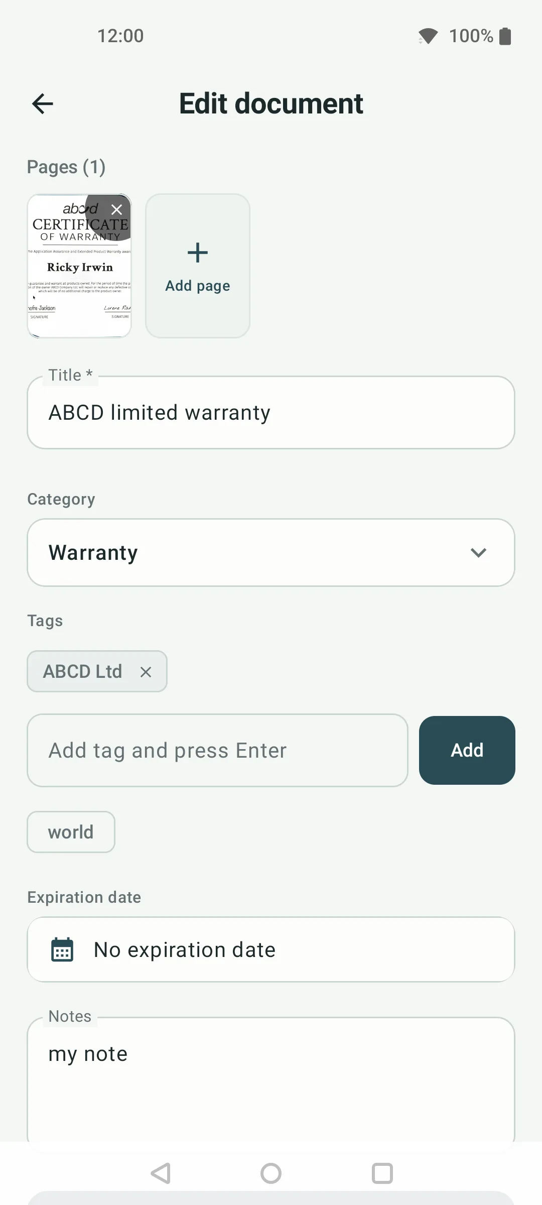 Document editor